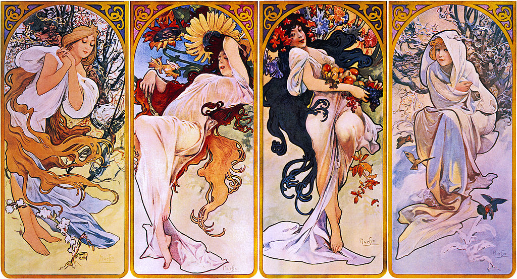 Four Seasons By Alfons Mucha